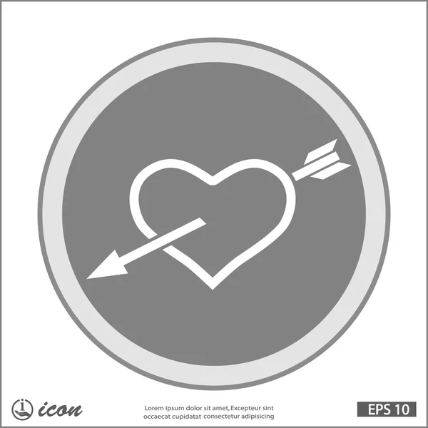 Coeur avec flèche icône design plat — Image vectorielle