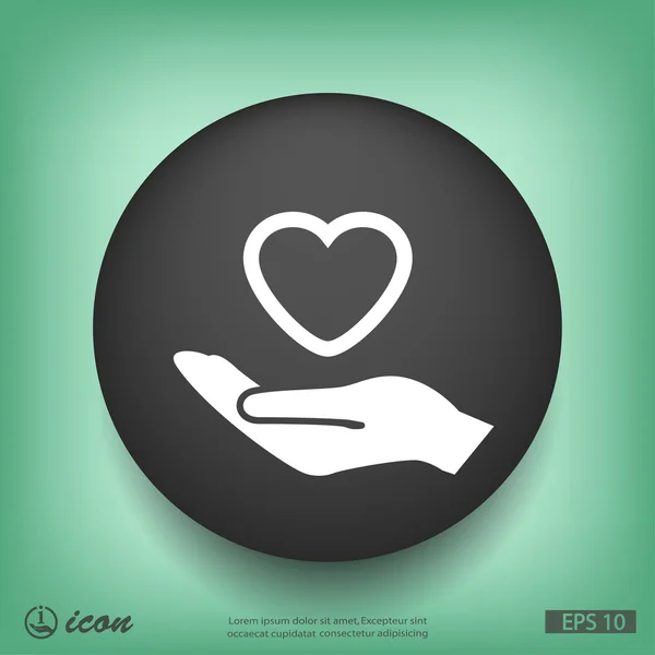 Heart in hand flat design icon — Stock Vector