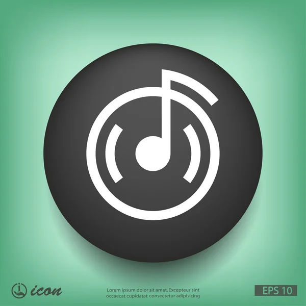 Note de musique icône design plat — Image vectorielle