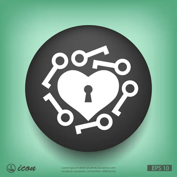 Heart with key icon — Stock Vector