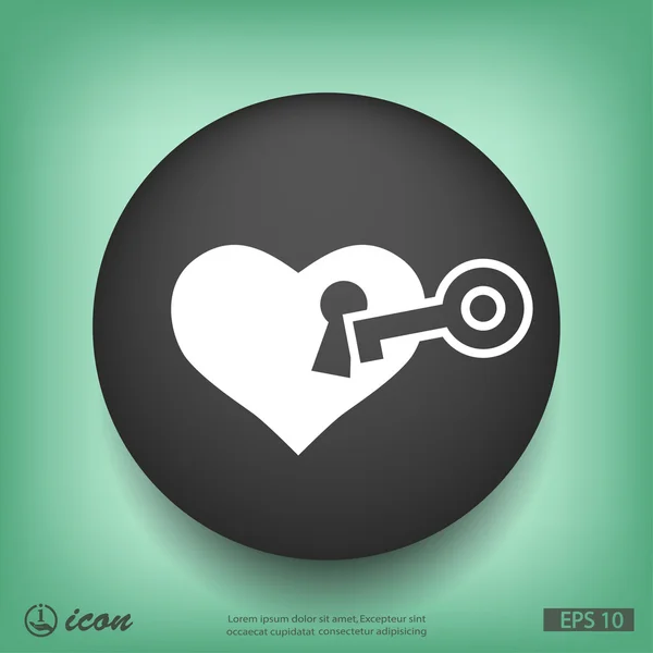 Heart with key icon — Stock Vector