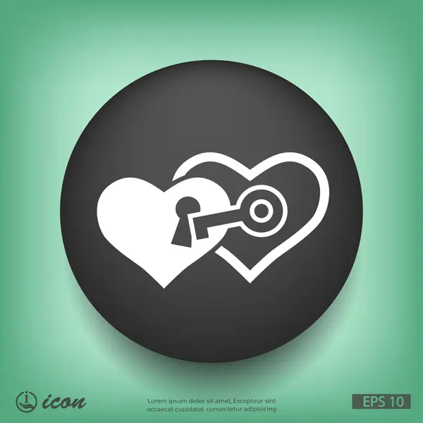 Coeur avec icône clé — Image vectorielle