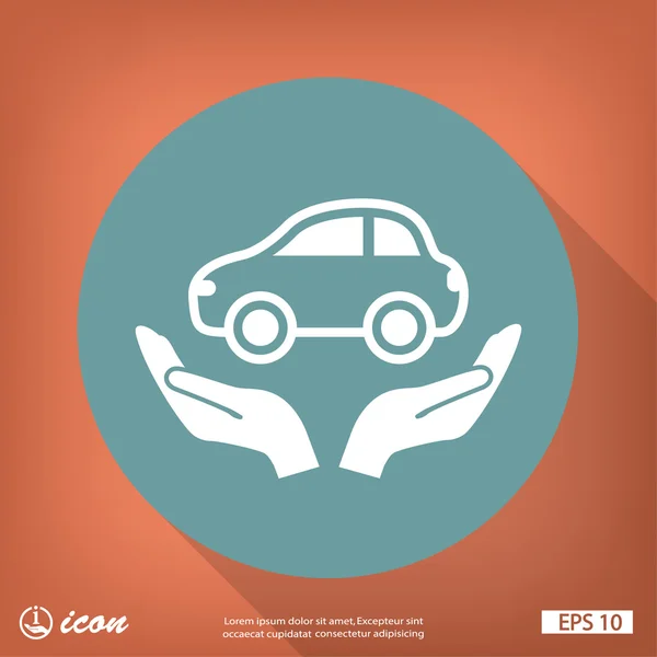 Hands with car icon — Stock Vector