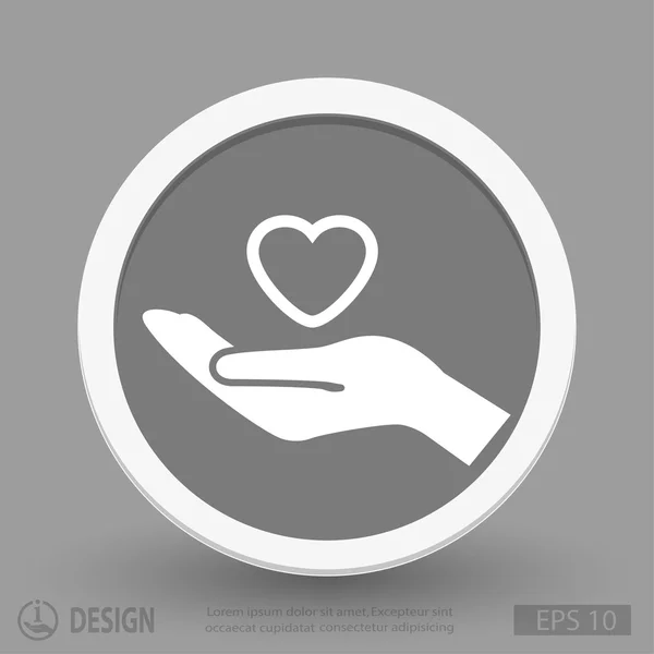 Corazón en la mano icono de diseño plano — Archivo Imágenes Vectoriales