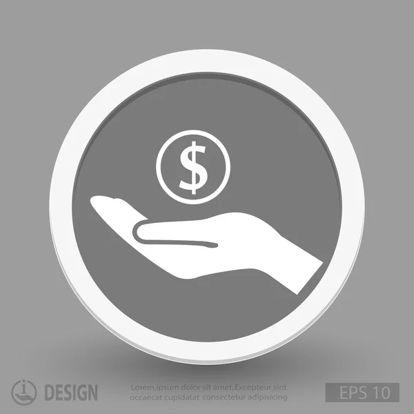 Geld in pictogram van een hand — Stockvector