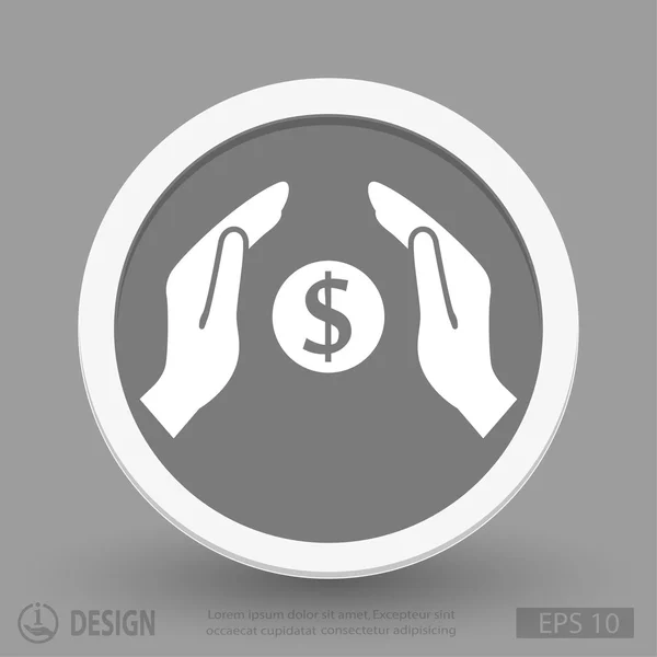 El dinero en las manos icono — Vector de stock