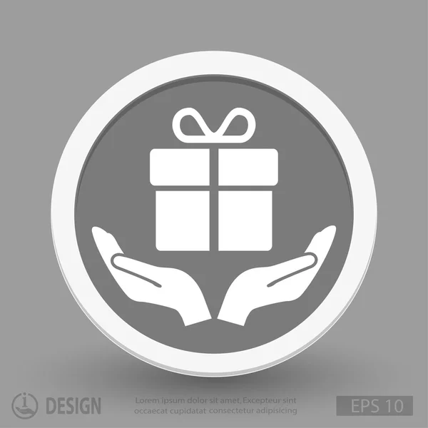 Manos con icono de diseño plano de regalo — Archivo Imágenes Vectoriales