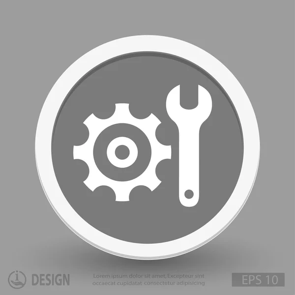 Gear with wrench flat design icon — Stock Vector