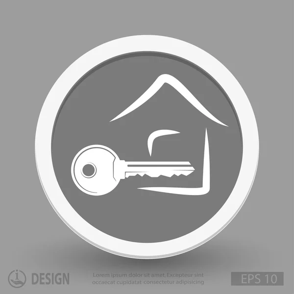 Icono de llave y casa — Vector de stock