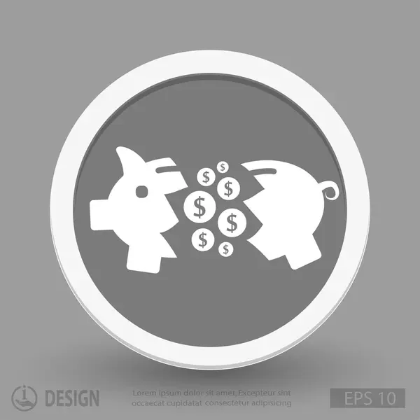 Tirelire de porc icône design plat — Image vectorielle