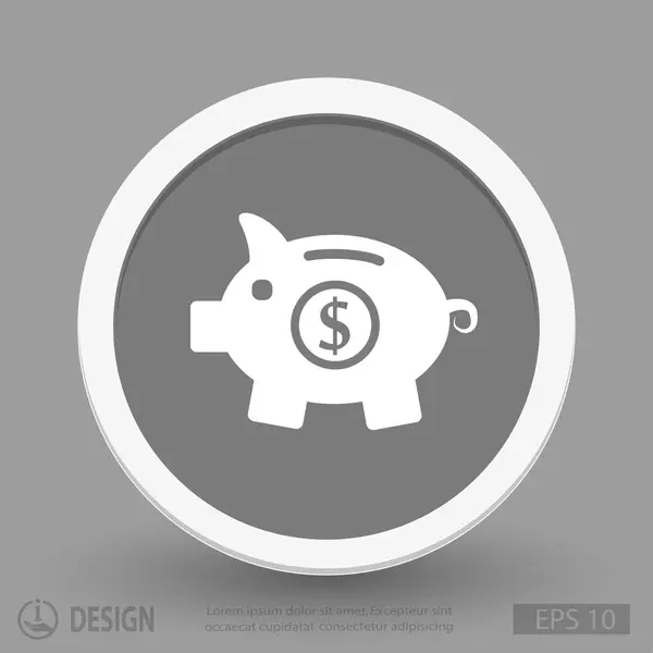 Caja de dinero de cerdo icono de diseño plano — Vector de stock