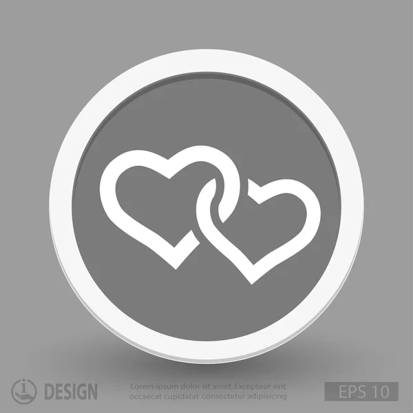 Ícone de design plano de dois corações — Vetor de Stock