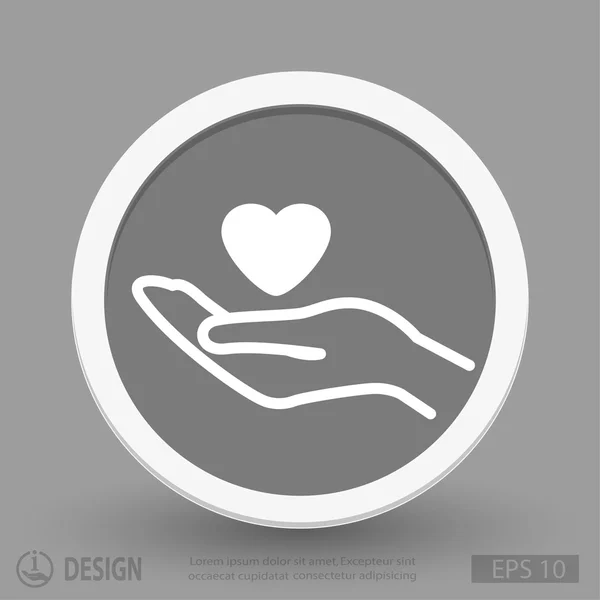 Srdce v rukou plochý design ikony — Stockový vektor
