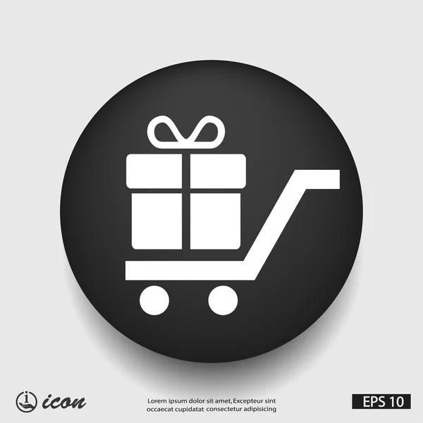 Carrito de compras con icono de regalo — Archivo Imágenes Vectoriales