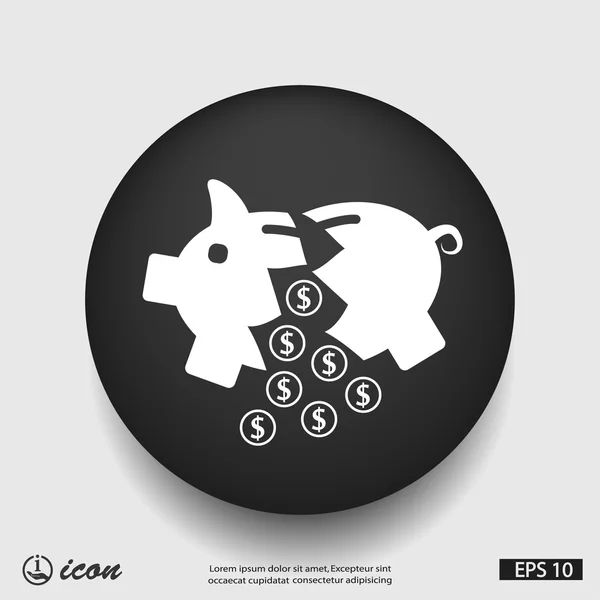 Pig moneybox flat design icon — Stock Vector