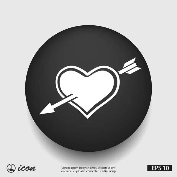 Corazón con flecha icono de diseño plano — Archivo Imágenes Vectoriales
