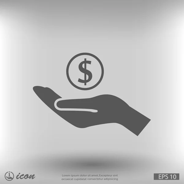 Χρήματα στο χέρι εικονίδιο — Διανυσματικό Αρχείο