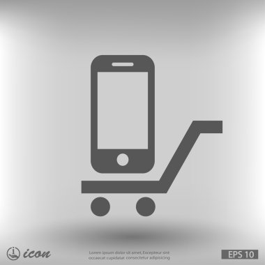 Alışveriş sepeti simgesini cep telefonu