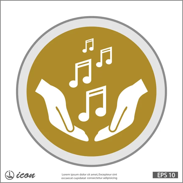 Hands with music notes icon — Stock Vector