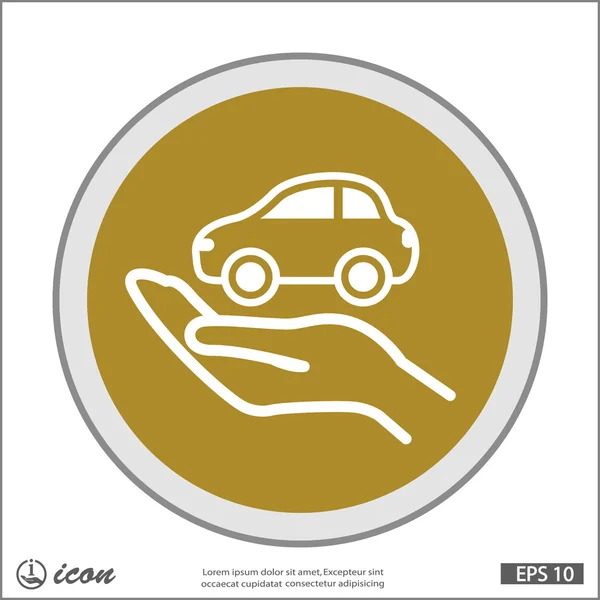 Mano con icono de coche — Vector de stock