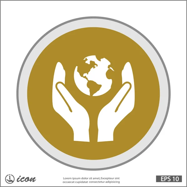 Hands with globe icon — Stock Vector