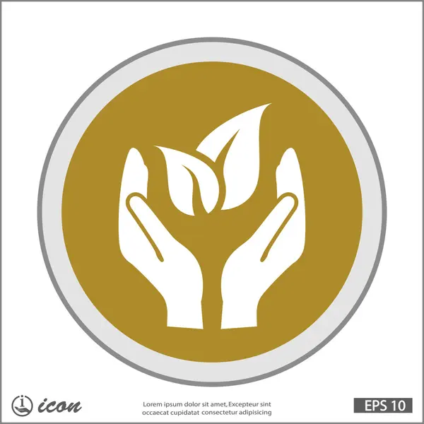 Hands with eco icon — Stock Vector