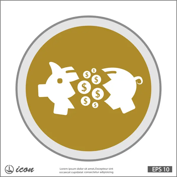 Ícone de design plano de caixa de dinheiro de porco — Vetor de Stock