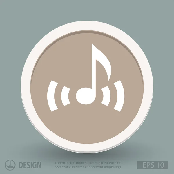 Nota musical icono de diseño plano — Vector de stock