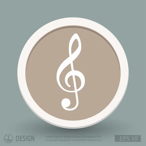 Icono de diseño plano clave de música — Vector de stock