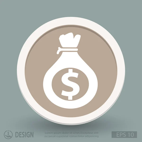 Bolsa de dinero icono de diseño plano — Vector de stock