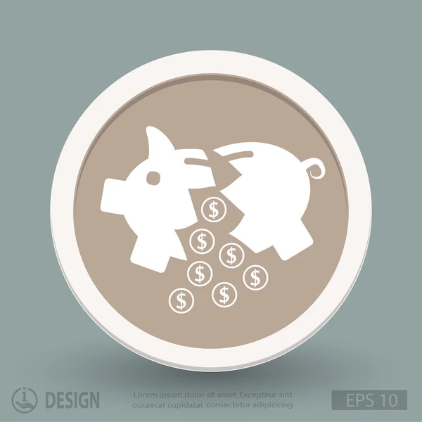 Varken moneybox plat ontwerp pictogram — Stockvector