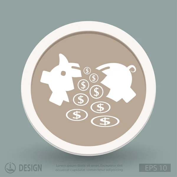 Tirelire de porc icône design plat — Image vectorielle