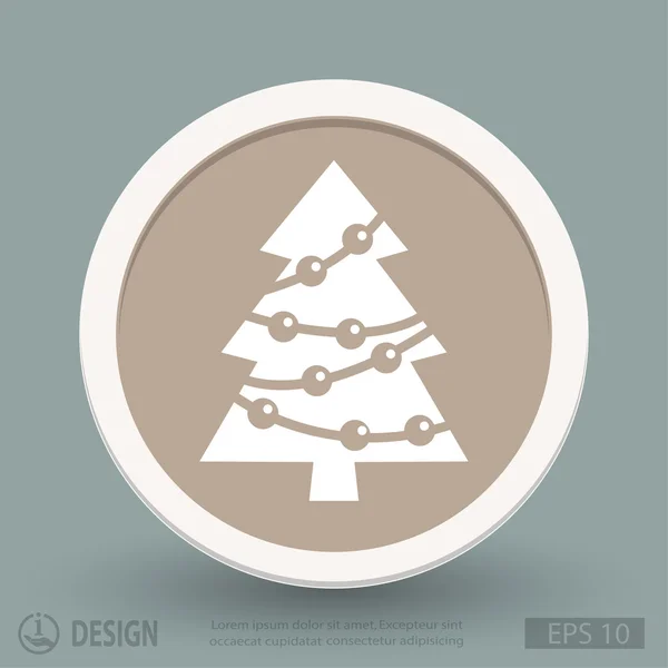 Albero di Natale icona di design piatto — Vettoriale Stock