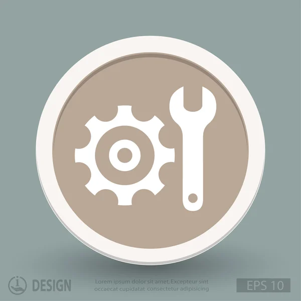 Gear with wrench flat design icon — Stock Vector