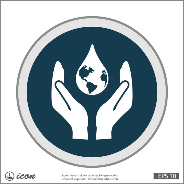 Hände mit Öko-Ikone Globus — Stockvektor