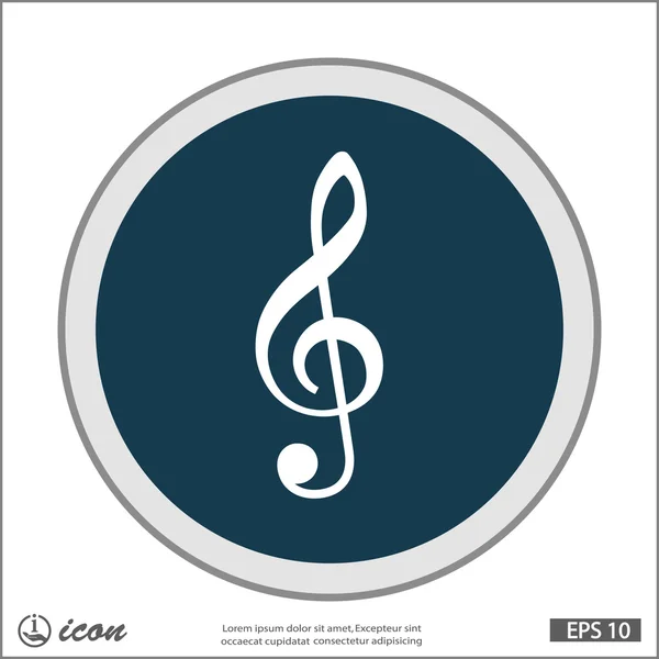 Music key flat design icon — Stock Vector
