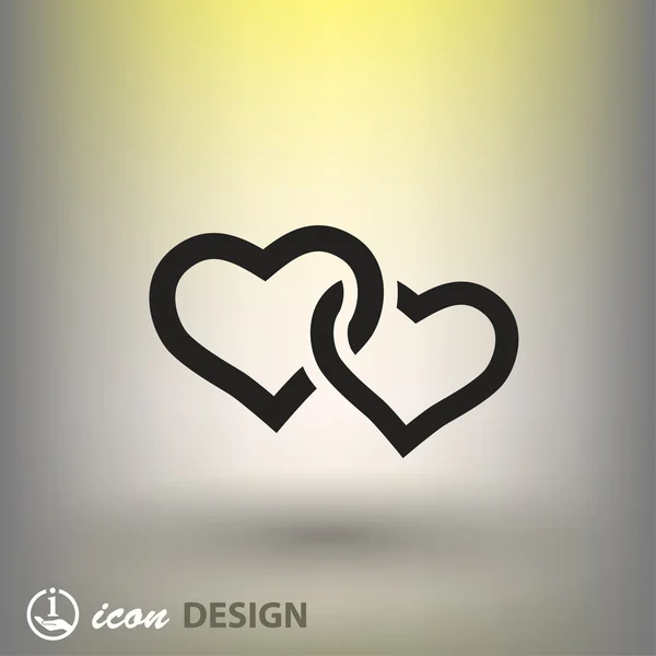 Pictografía de dos corazones icono — Vector de stock