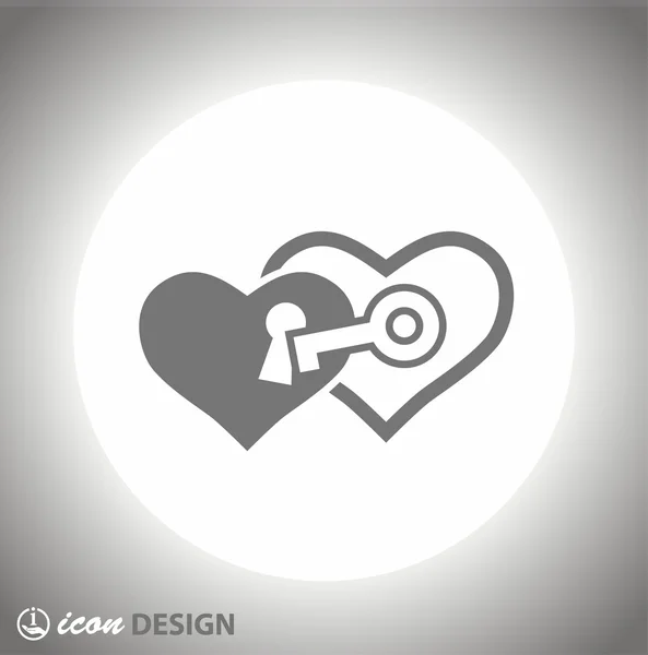 Pictograph of hearts with key — Stock Vector