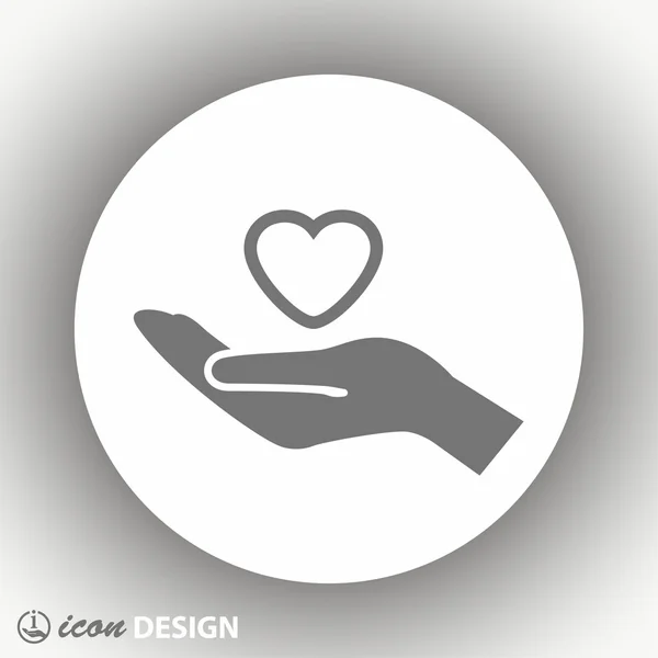 Pictograph of heart in hand — Stock Vector