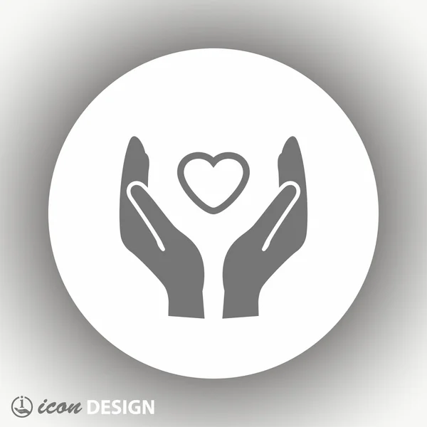 Pictograph of heart in hands — Stock Vector