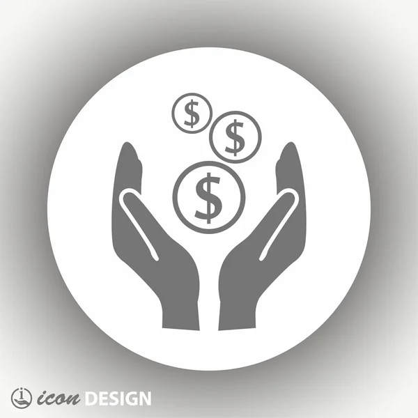 Pictograph of money in hands — Stock Vector