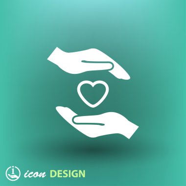 Eller düz tasarım simgesi kalp 