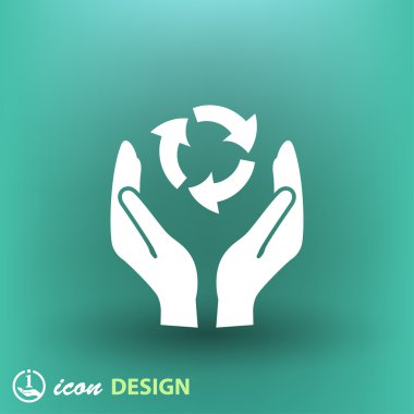 El ile geri dönüşüm işareti simgesi