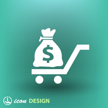 Alışveriş sepeti simgesini para 