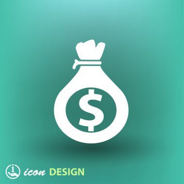 Para çantası düz tasarım simgesi 