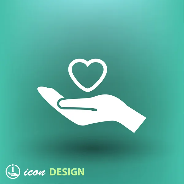 Heart in hand flat design icon — Stock Vector