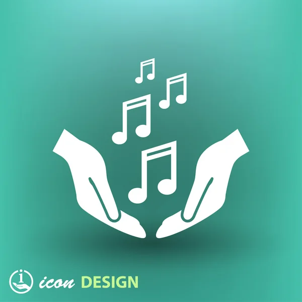 Hands with music notes icon — Stock Vector