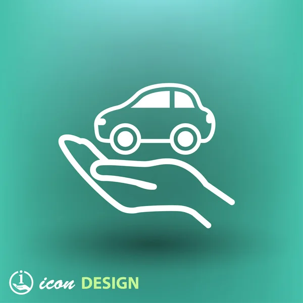 Hand met auto-pictogram — Stockvector