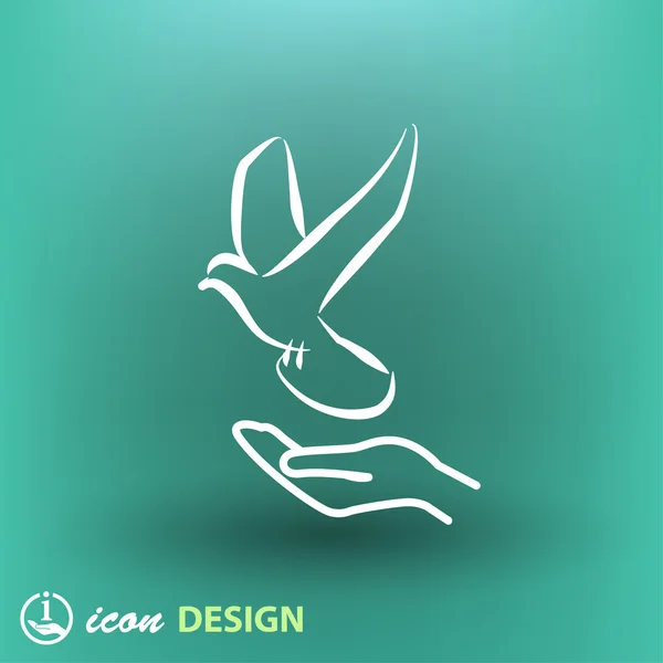 Hand med fågel ikon — Stock vektor
