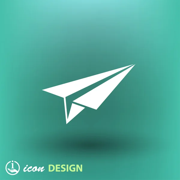 Icono de diseño plano avión de papel — Vector de stock